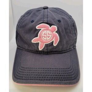 Simply Southern Sea Turtle Baseball Hat Womens Gray Pink Embroidered Adjustable